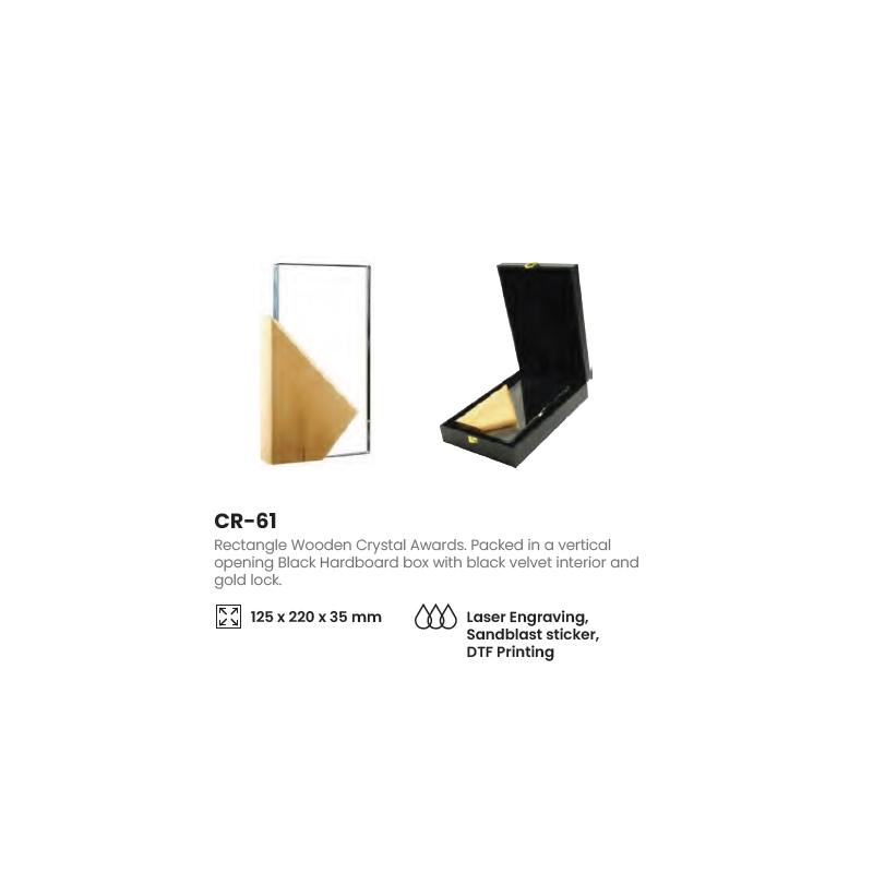 Rectangle Wooden Crystal Award